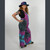 BE-IN OVERALLS Cotton Wide Leg Tie Dye Overalls w/ Elastic Straps