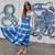 OCEANSIDE SKIRT/DRESS Crepe Rayon Tie Dye Tiered Maxi Skirt Drawstring  Elastic Waist