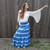 OCEANSIDE SKIRT/DRESS Crepe Rayon Tie Dye Tiered Maxi Skirt Drawstring  Elastic Waist