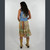 MCKAY SKIRT Cotton Floral Print Overdye Tired Patchwork Eastic Waist Short Skirt w/ Outside Pocket & Grateful Dead Bear & Bolt Embroidery