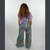 APRIL MAY PANTS Cotton Floral Print Overdye Patchwork  Back Elastic Waist Beach Pants w/Piping Detail & Pockets