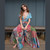 ENCHANTED JUMPSUIT Rayon Sari Patchwork Halter Wide Leg  Jumpsuit w/ Back Bobbing Waist & Side Zip