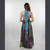 ENCHANTED JUMPSUIT Rayon Sari Patchwork Halter Wide Leg Jumpsuit w/ Back Bobbing Waist & Side Zip