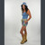 BOOGIE NIGHTS TOP Soft Stretch Denim 2 Tone V Neck Crop Top