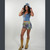 BOOGIE NIGHTS TOP Soft Stretch Denim 2 Tone V Neck Crop Top