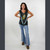 BOOGIE NIGHTS PANTS Soft Stretch Denim 2 Tone Paneled Drawstring Side Zip Bell Bottom Pants