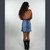 BOOGIE NIGHTS MINI SKIRT Soft Stretch Denim 2 Tone Snap Up Mini Skirt w/ Outsid Pockets