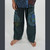 SHROOMSCAPE PANTS Cotton Stonewash Elastic Drawstring  Waist  Mushroom Print Patchwork 7 Pocket Men's Pants Solid w/ Patchwork Detail & Piping