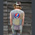RIFKIN VEST Cotton Stripied Stonewash Patchwork Button Up Vest w/ Grateful Dead Steal Your Face Back Embroidery