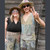 RIFKIN VEST Cotton Stripied Stonewash Patchwork Button Up Vest w/ Grateful Dead Steal Your Face Back Embroidery