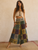 JUBILEE PANTS Women's Cotton Striped Patchwork Flat Front Waist  Back Elastic Wide Leg Pants w/ GD Multi Block Print - Tan - Grey - Olive