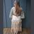 DAYDREAMER MAXI SKIRT Cotton Print Multi Tiered MAXI SKIRT w/ Frayed Hems & Elastic