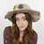Gherri Cotton & Woven Hemp Patchwork Crushable Sun Hat w/ Tonal Grateful Dead Bear Embroidery