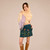 WILD FLOWER MINI SKIRT Stonewash Cotton Patchwork Elastic Waist Mini Skirt w/ Flower Applique' , Embroidery, Hand Stiching & Razor Cut & Pockets