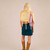WILD FLOWER MINI SKIRT Stonewash Cotton Patchwork Elastic Waist Mini Skirt w/ Flower Applique' , Embroidery, Hand Stiching & Razor Cut & Pockets
