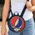 Grateful Dead Cotton Round Converible Crossbody / Backpack Zipper Bag w/ 3 Pockets, Adjustustable Straps & GD SYF Print