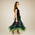 TWILIGHT SKIRT Cotton Stonewash Patchwork Angle Cut Drawstring Elastic Waist Midi Skirt w/ Lace Detail