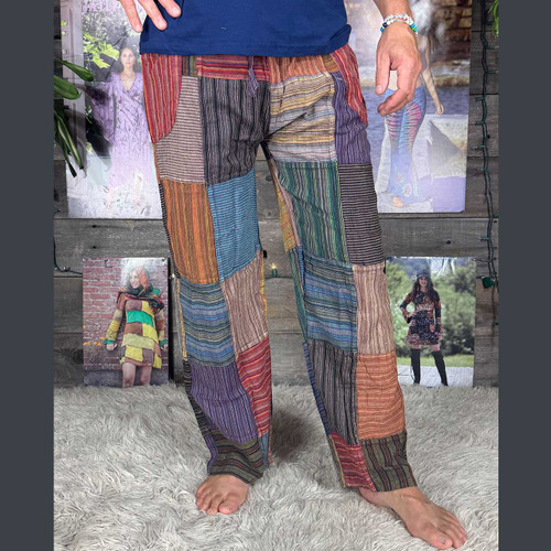 Cotton Stonewash Patchwork Pants for Daily Wear