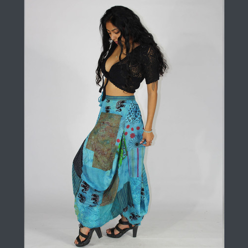 RHAPSODY BALLOON SKIRT Jaypuri Patchwork Balloon Skirt w/ Pockets