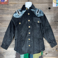 TRUCKIN' SHIRT  Corduroy & Tie Dye Button Up Long Sleeve Shirt w/ Grateful Dead Bolt Cut Out & Steal Your Face Embroidery & Bolt Bottons