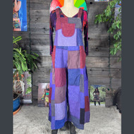 LOT LOOK OVERALLS Cotton Super Wide Leg Overalls w/ Back Elastic Adjustable Straps & Pockets