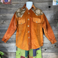 FRANKLIN SHIRT Corduroy & Cotton Multi Grateful Dead Print Button Up Long Sleeve Shirt w/  Bolt Buttons