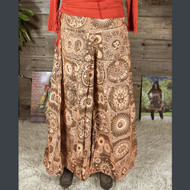 MANTRA VIBES PANTS Cotton Mantra Print Super Wide Leg Pants w/ Flat Front Back Eastic Waist & Pockets