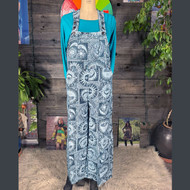 MANTRA VIBES OVERALLS Cotton Mantra Print 5 Pocket Wide Leg Overalls