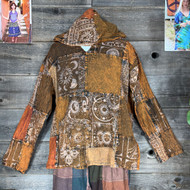 MANTRA VIBES HOODIE  Cotton Mantra Print Patchwork Pullover Hoodie w/ Front Pocket