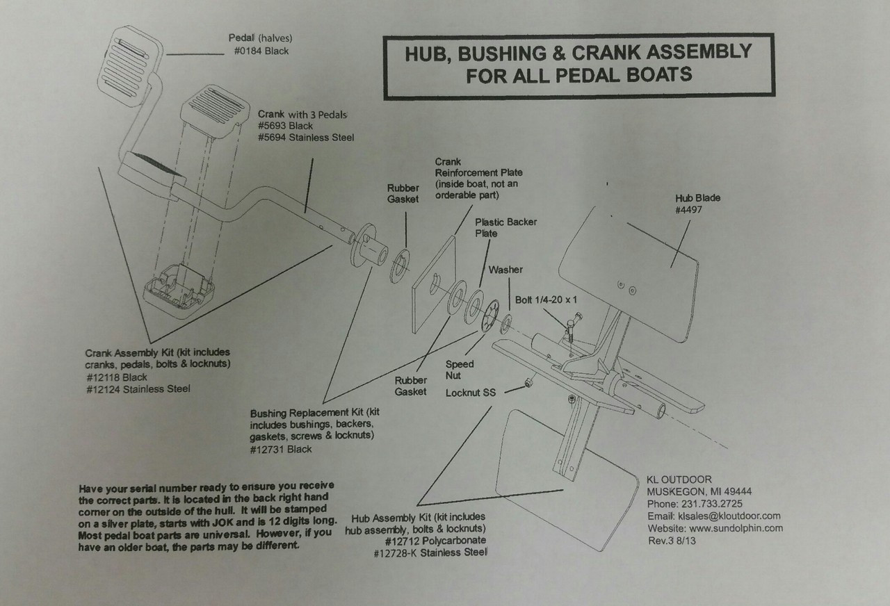 Sundolphin Pedalboat Schematic Rudder and Steering Parts List TG