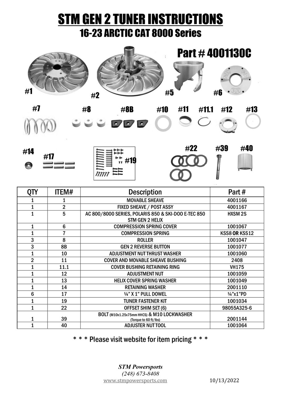 Arctic Cat 2016-23 8000-series Tuner Driven Clutch - STM POWERSPORTS
