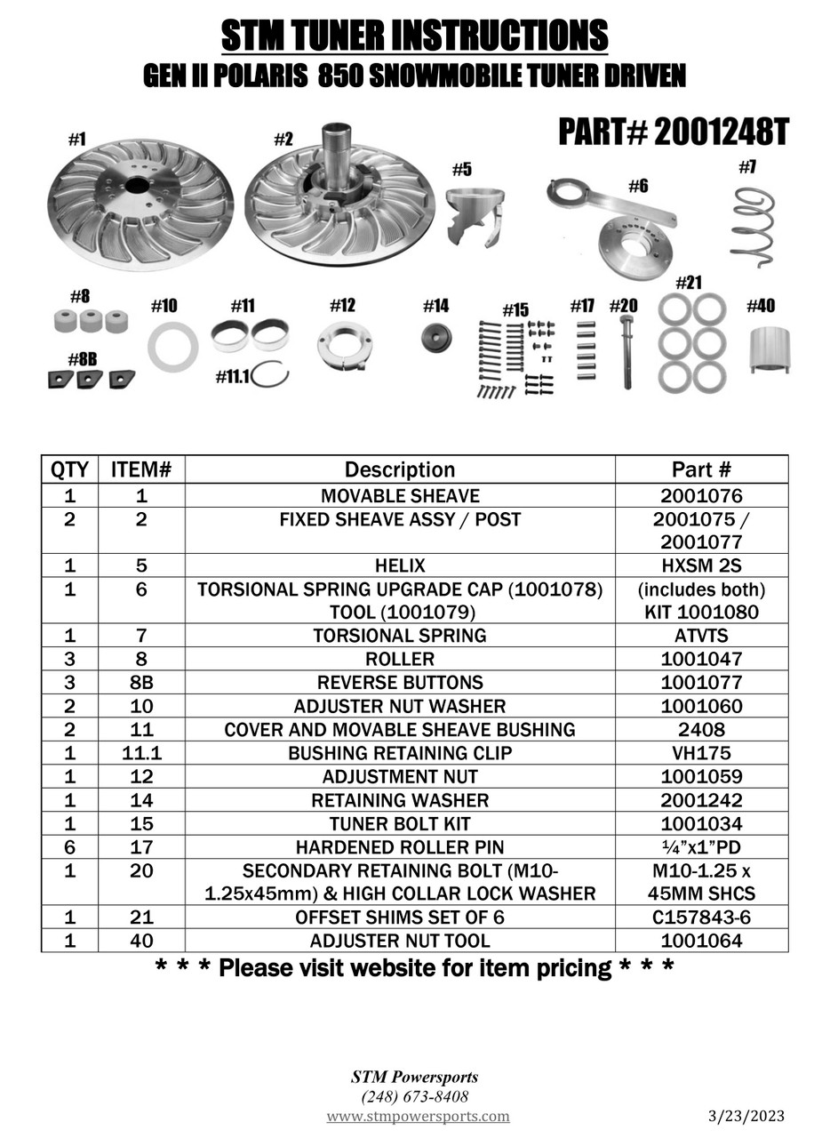 STM Polaris Rush 2019-24 850 & Boost Tuner Driven Clutch - STM