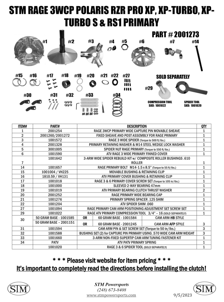 Rzr Turbo Primary Clutch