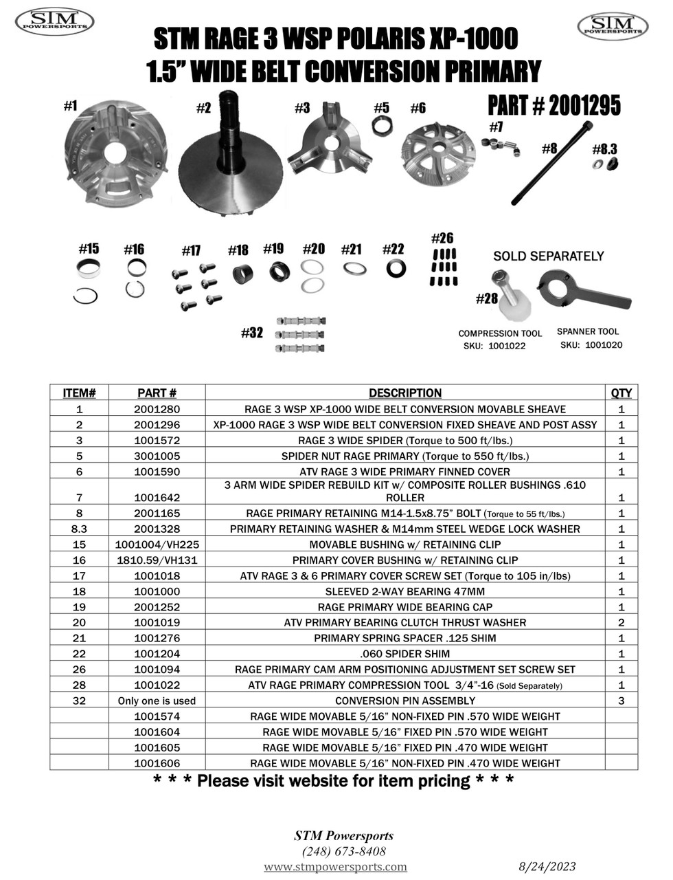 STM Polaris RZR XP-1000 Rage 3WSP Wide Belt Conversion 8.5