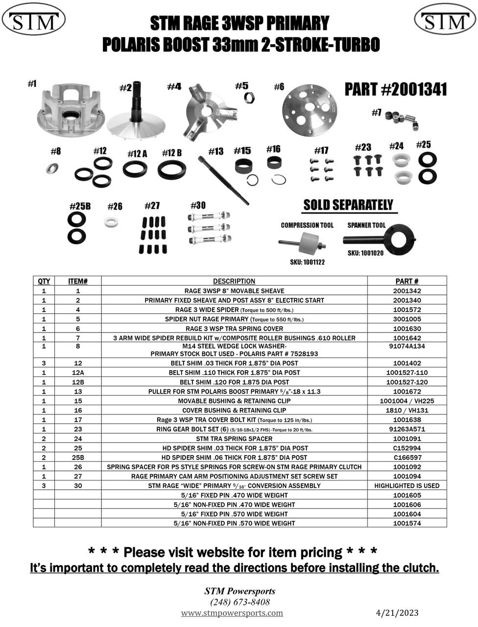 2023+ Polaris 2-Stroke 850 Boost/Rage 3 WSP TRA Electric Start