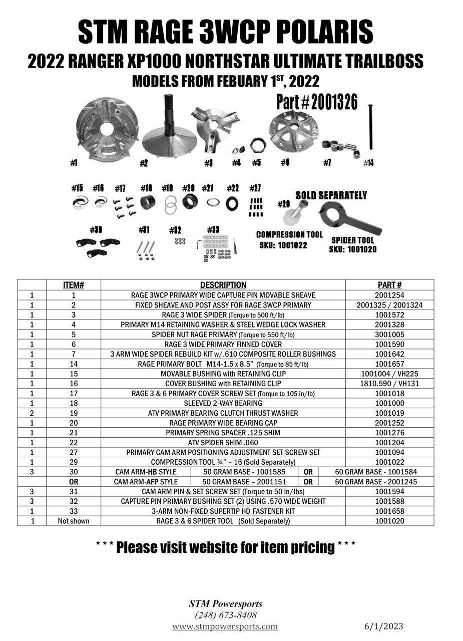 STM Rage 4WCP Polaris Ranger XP1000 Northstar Ultimate Trailboss