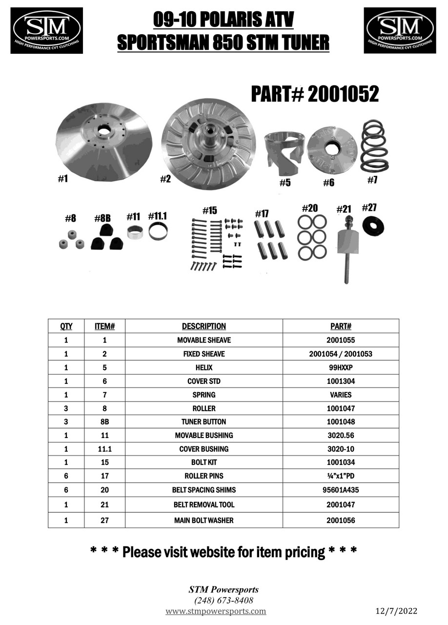 Polaris Sportsman 2009-10 850 Tuner Secondary Assembly - STM