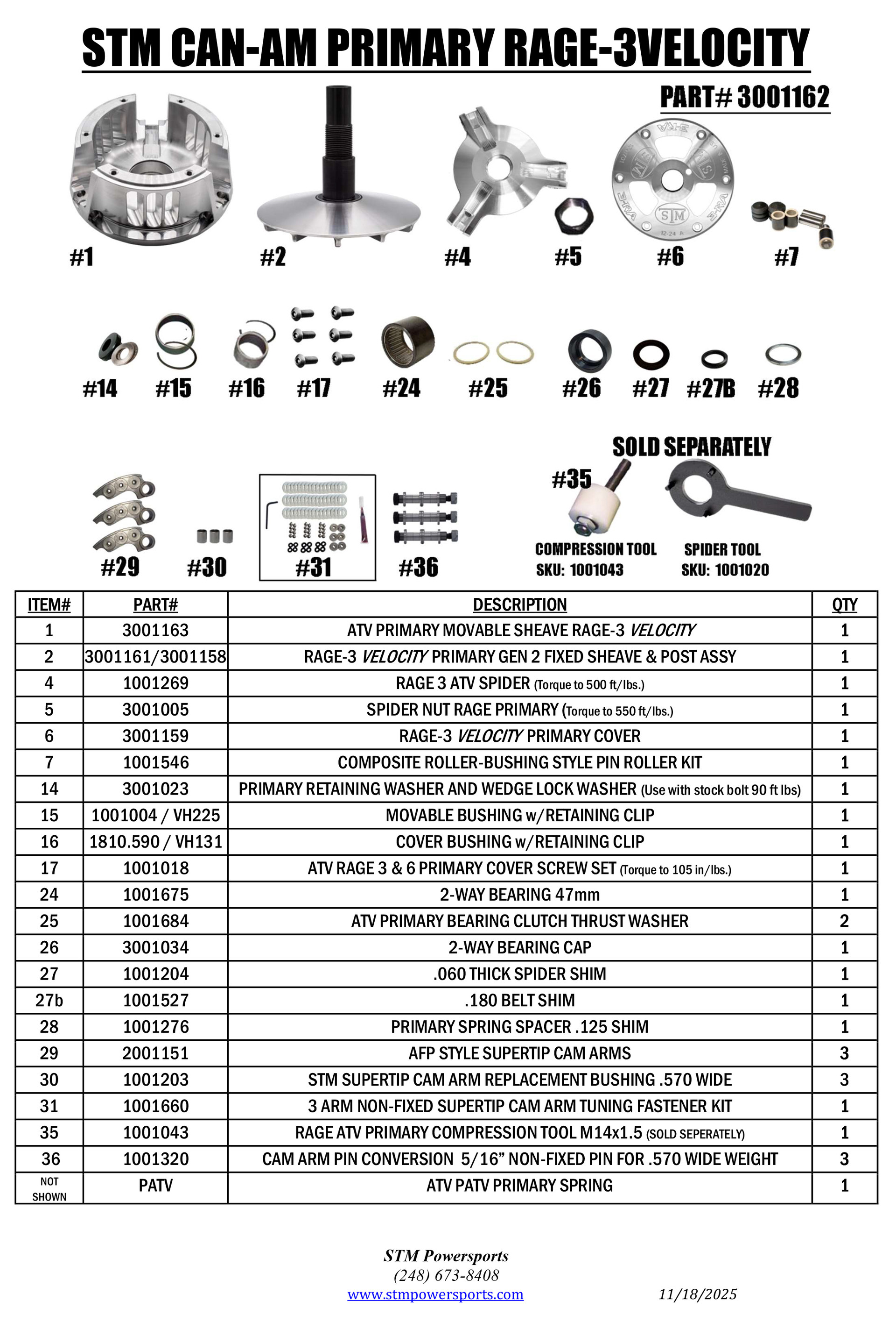 STM Rage-3 VELOCITY Primary Can-Am / For Outlander Models with the ...
