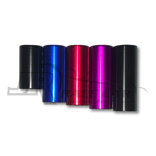 Left to Right:
Stock Black, Blue, Red, Purple, Long Black