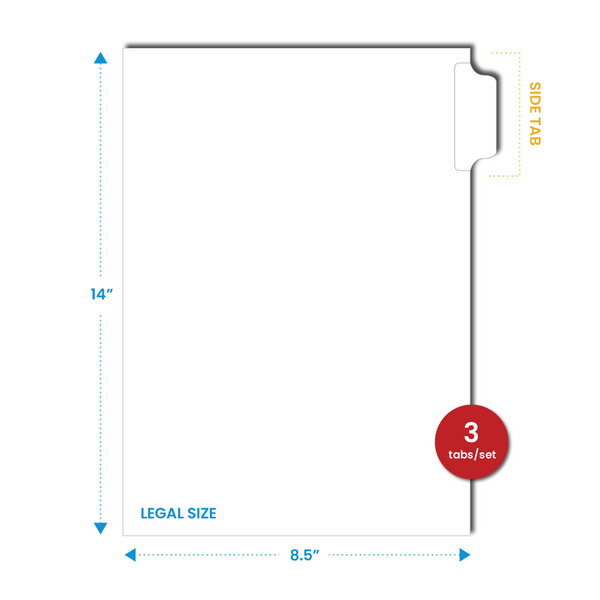 Custom Side Tab Dividers, Legal Size - 3 tab set