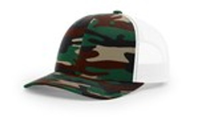 Army Text 3D Richardson 112 Trucker Cap (Green Camo/Black) B-WEAR