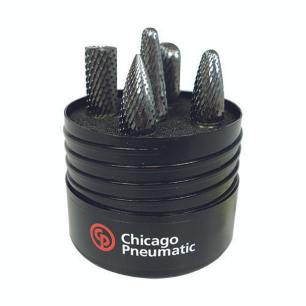 Burr KIT Power cut 1/4" Shank 5PC by CP Chicago Pneumatic - 8940172241 available now at AirToolPro.com
