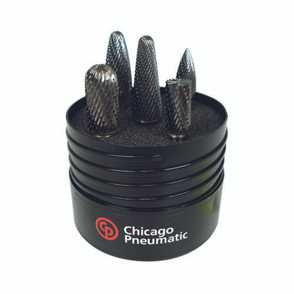Burr KIT Double cut 1/4" Shank 5PC by CP Chicago Pneumatic - 8940172242 available now at AirToolPro.com