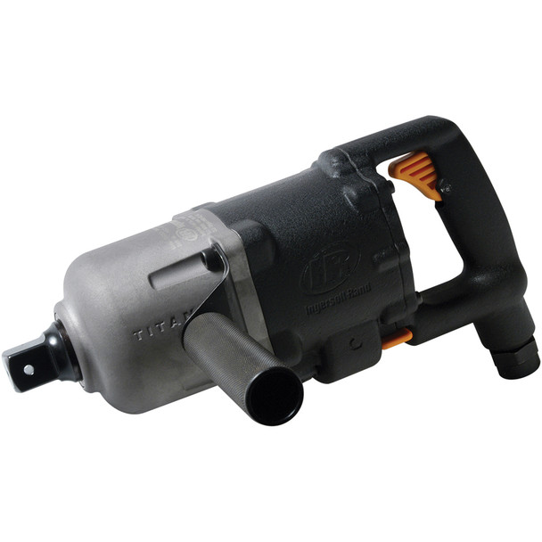 Side view of the Ingersoll Rand 3942B2Ti pneumatic impact wrench, highlighting the D-handle design and side support handle engineered to deliver 3,250 ft-lbs of reverse torque.