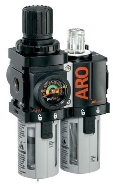ARO C38341-611 2-Piece FRL Combination Unit | 2000 Series | 1/2" Port Size | Relieving | Metal Bowl with Gauge | 120 SCFM
