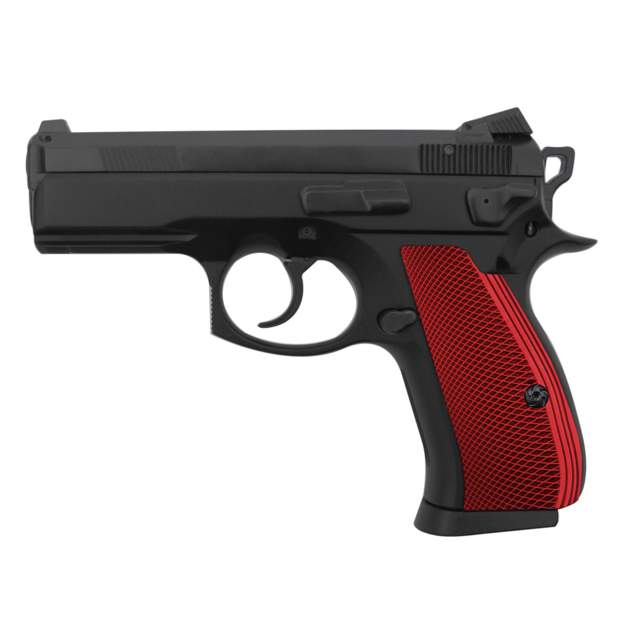 KSD Rosewood Grips For CZ Compact 75-85 / P-01 / PCR Handguns - Double-Checkering With Brass Logo - View #5