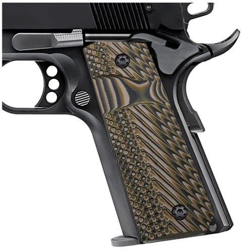 Cool Hand 1911 Slim G10 Grips, Free Grips Screws Included, Full Size (Government/Commander)，Big Scoop, 3/16" Thin, OPS Texture, Ambi Safety Cut, These Grips Only Work with Short Bushings, H1S-J1B-24