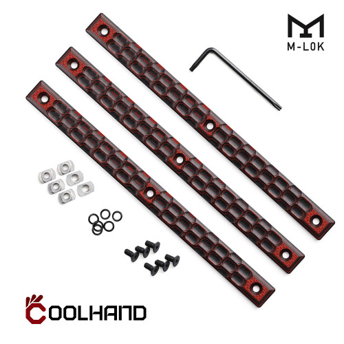 Cool Hand M-Lok G10 Rail Grips with Honey Comb Texture Covering 5 Slots, 3pcs/pk, MRC5-J8-6