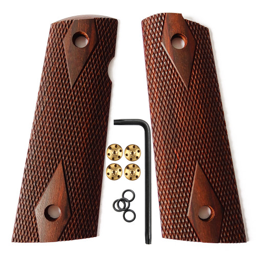 Cool Hand 1911 Wood Grips Full Size, Magwell Cut, Brass Screws Included, Ambi Safety Cut, H1M-DC-BW-2