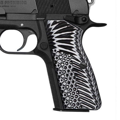 Cool Hand G10 Grips Replacement for Browning Hi Power and Tisas Regent BR9,  Aggressive Unique Texture, Grips Screws Not Included, 1/4'' Thin, Black White Red , HP-N1-22